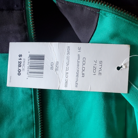 French Connection / Wizard Colour Block Dress in Navy and Green / Size 0-2 - Picture 5 of 6